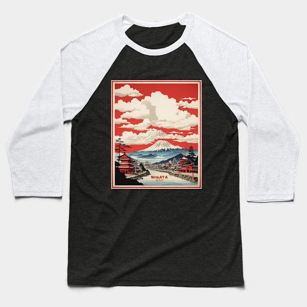 Niigata Japan Travel Vintage Tourism Poster Baseball T-Shirt by TravelersGems